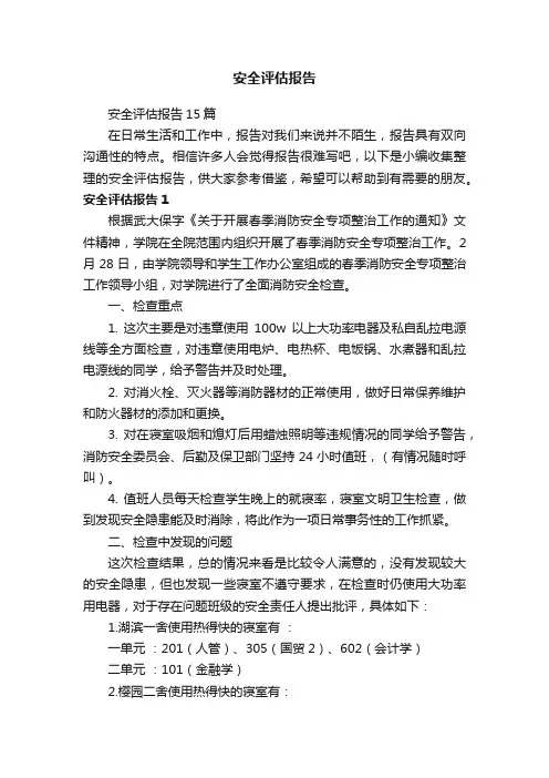 安全评估报告15篇