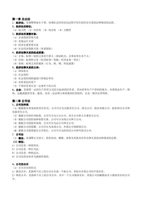 经济法考试复习重点