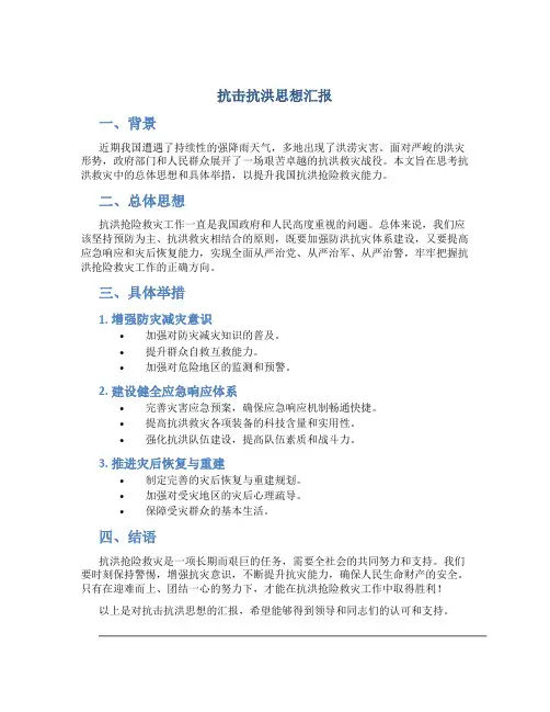 抗击抗洪思想汇报