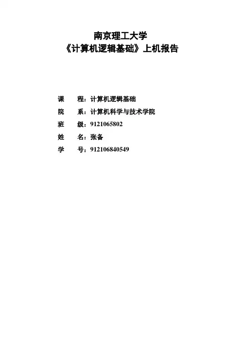 南理工计算机逻辑基础实验报告
