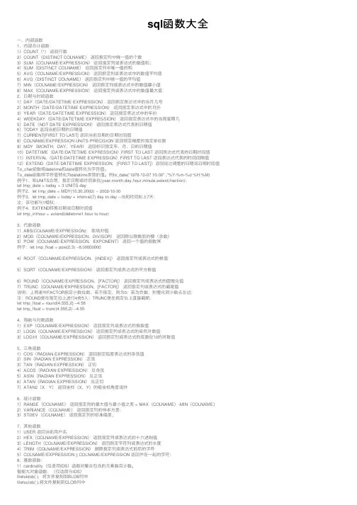 sql函数大全