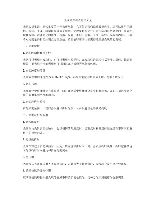 光现象知识点总结大全