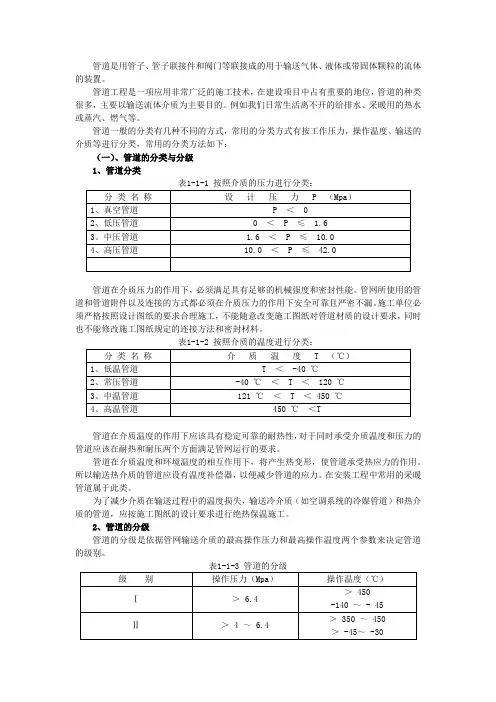 管道的分类与分级
