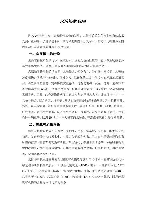 水污染的危害