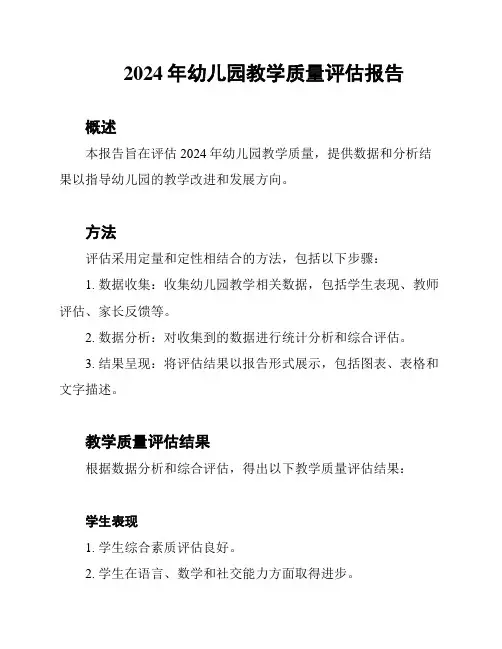 2024年幼儿园教学质量评估报告
