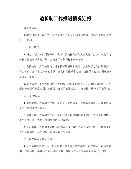 边长制工作推进情况汇报