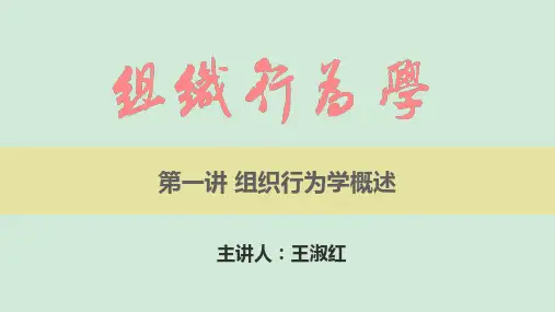 第一讲 组织行为学概述 课件