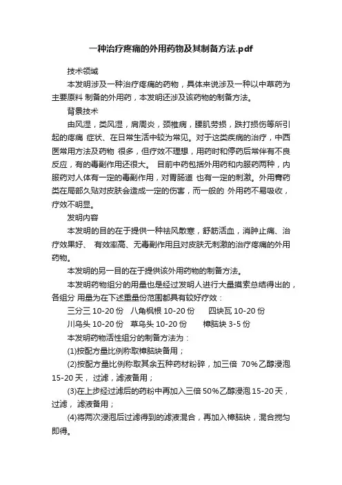 一种治疗疼痛的外用药物及其制备方法.pdf