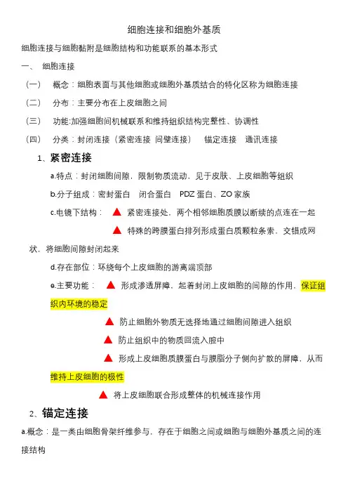 细胞连接和细胞外基质