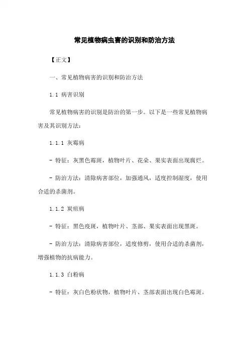 常见植物病虫害的识别和防治方法
