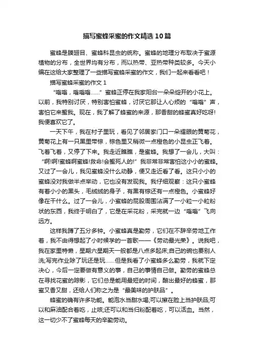 描写蜜蜂采蜜的作文精选10篇