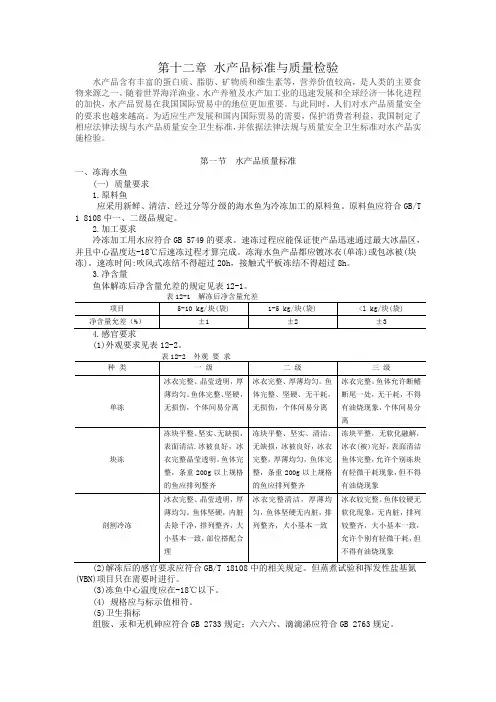 水产品标准与质量检验
