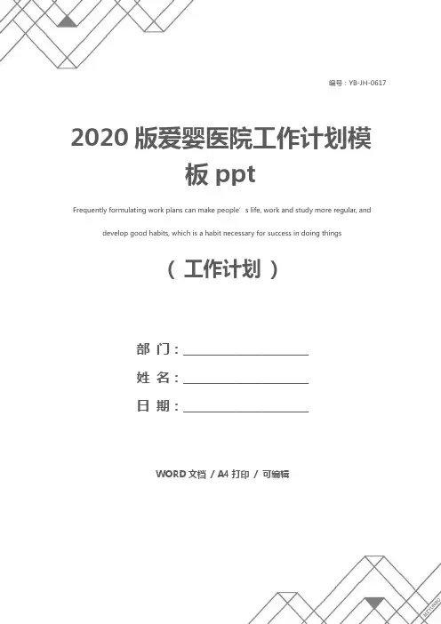 2020版爱婴医院工作计划模板ppt