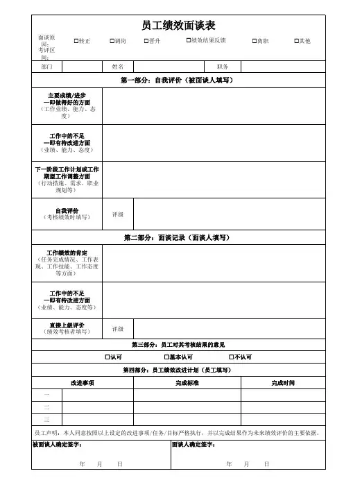 员工绩效面谈表