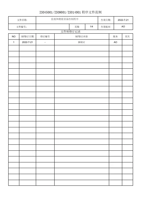 监视和测量设备控制程序