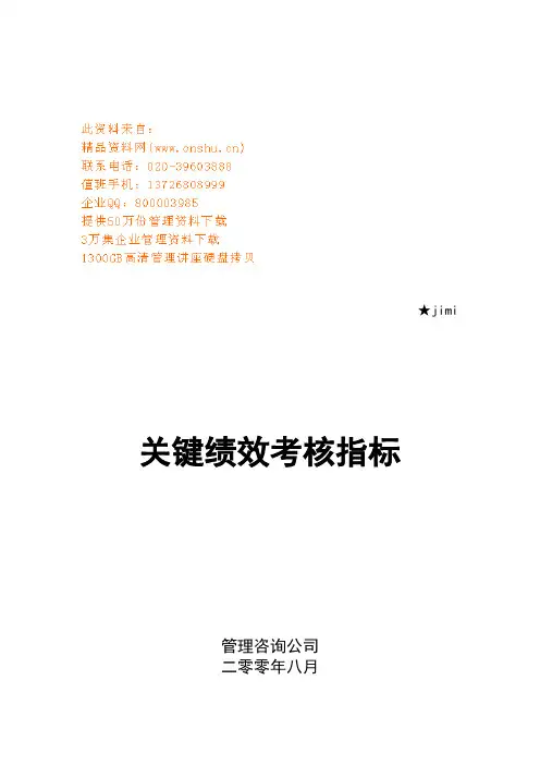 公司KIP关键绩效考核指标