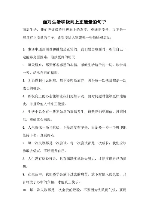 面对生活积极向上正能量的句子