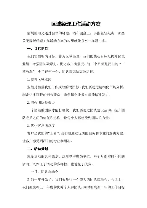 区域经理工作活动方案