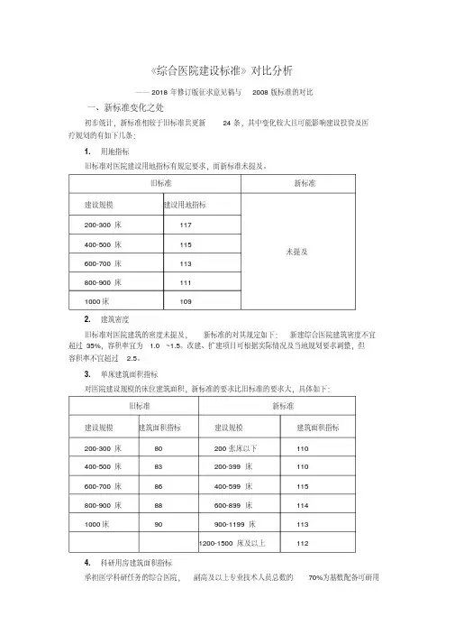 《综合医院建设标准》对比分析总结.pdf