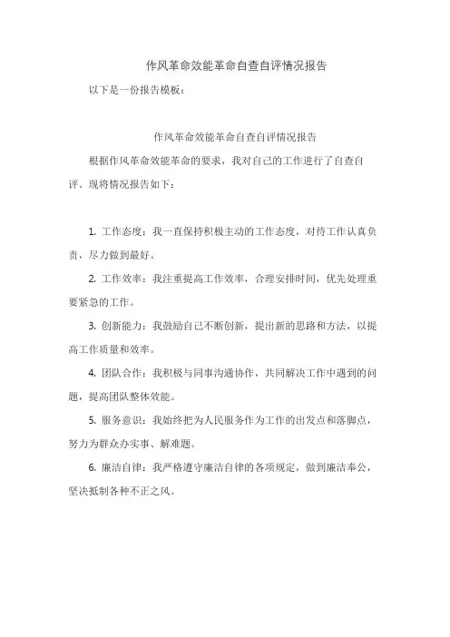作风革命效能革命自查自评情况报告