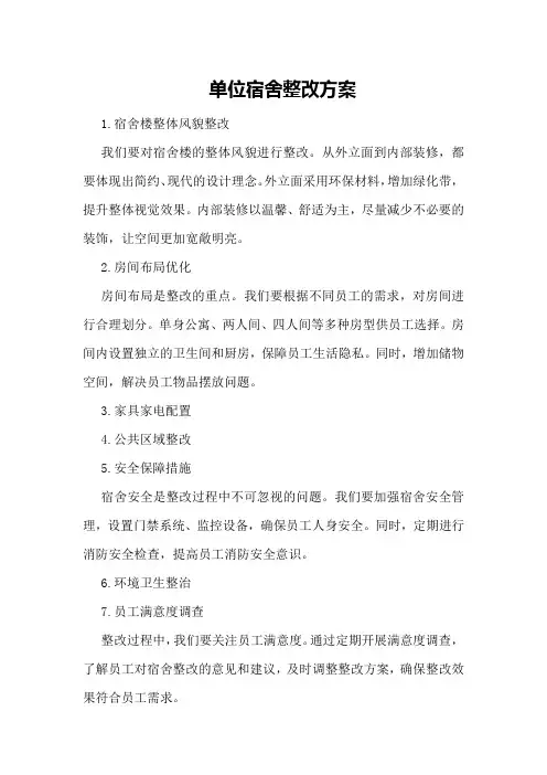 单位宿舍整改方案