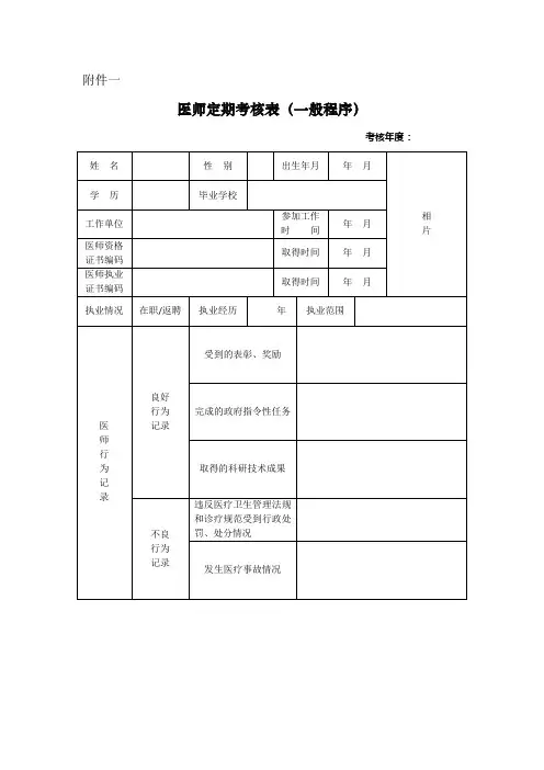 医师定期考核表(全套)