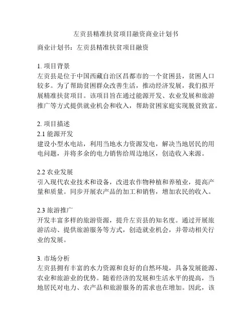 左贡县精准扶贫项目融资商业计划书