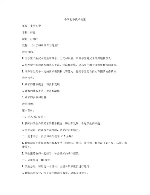 小学初中武术教案