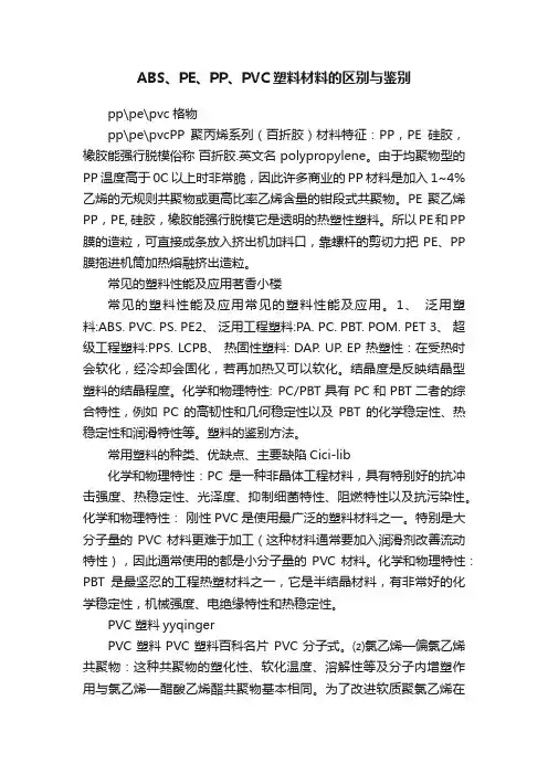 ABS、PE、PP、PVC塑料材料的区别与鉴别