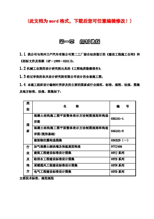 日产施工组织设计终稿完整版