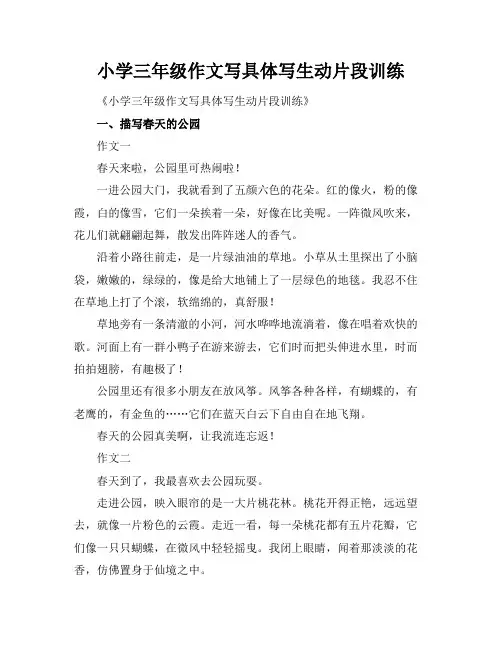 小学三年级作文写具体写生动片段训练