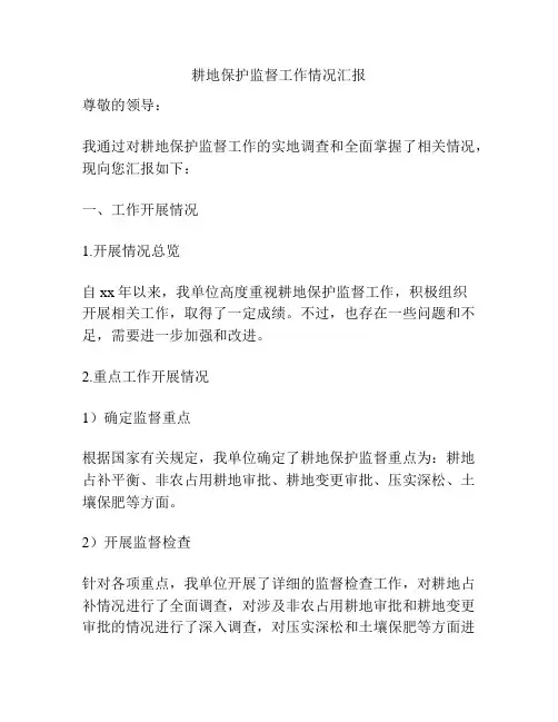 耕地保护监督工作情况汇报