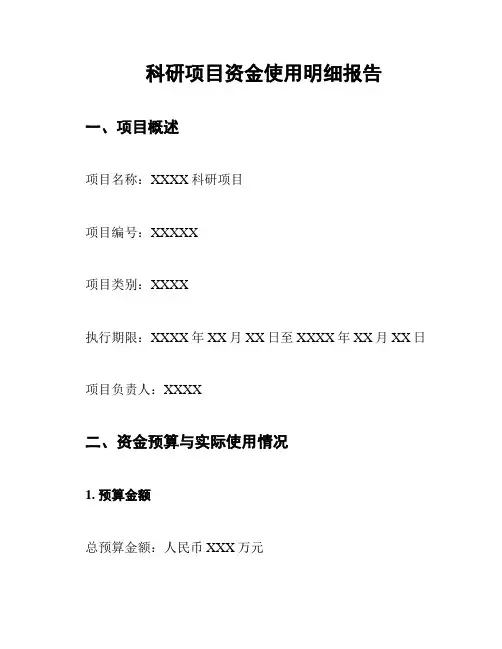 科研项目资金使用明细报告