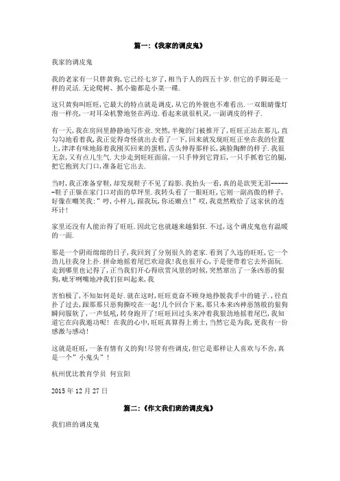 我家的调皮鬼800字