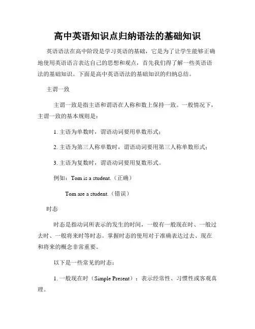 高中英语知识点归纳语法的基础知识