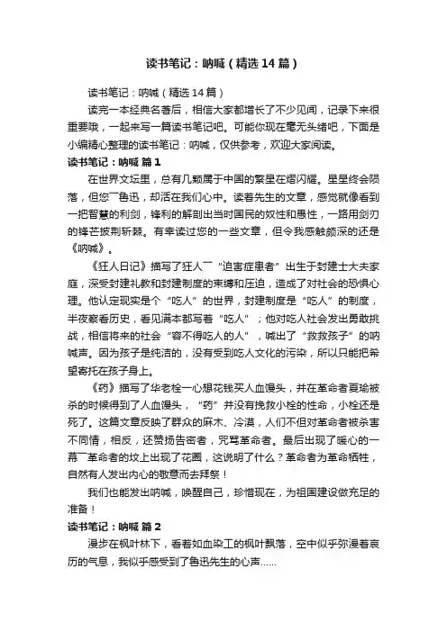 读书笔记：呐喊（精选14篇）