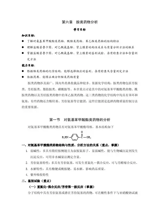 药物分析习题解答-第六章小结