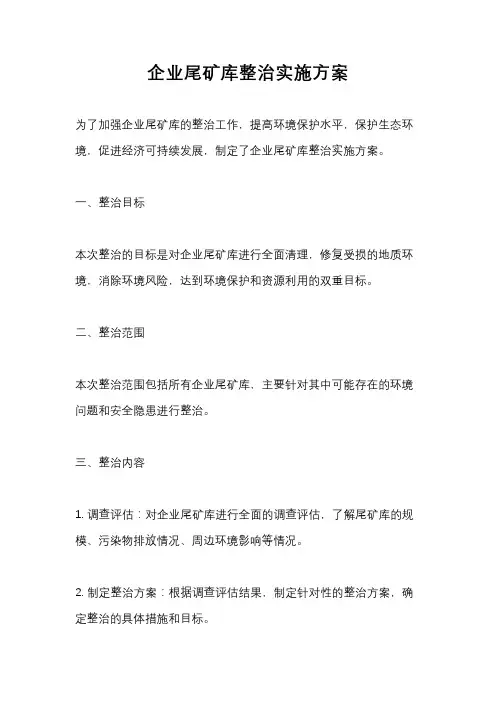 企业尾矿库整治实施方案