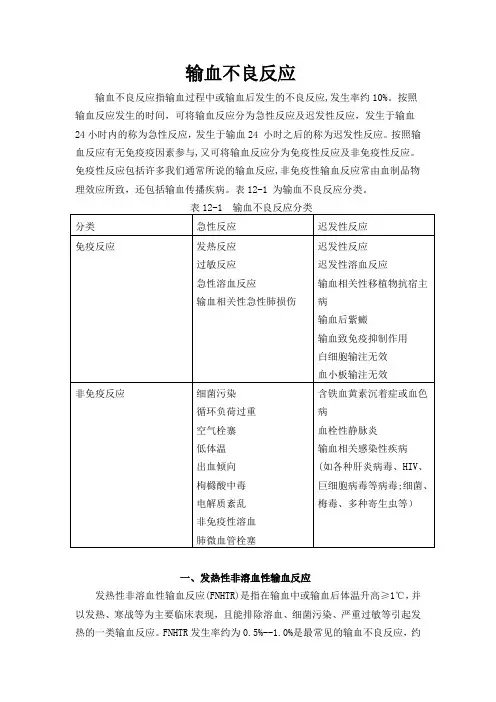 输血不良反应 