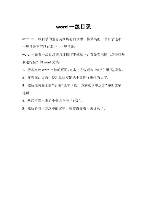 word一级目录