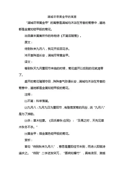 满城尽带黄金甲的寓意