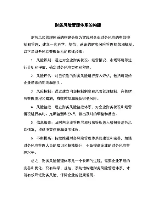 财务风险管理体系的构建