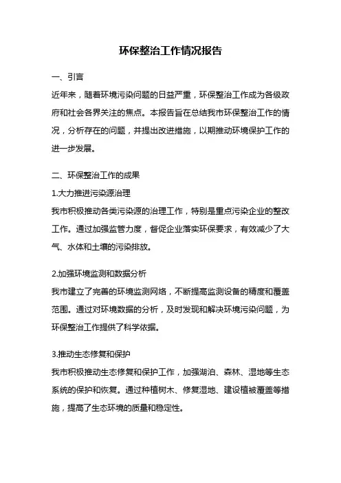 环保整治工作情况报告