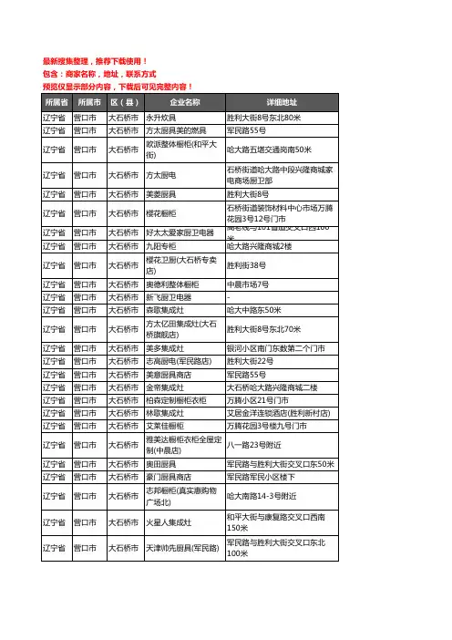 新版辽宁省营口市大石桥市厨卫电器企业公司商家户名录单联系方式地址大全51家