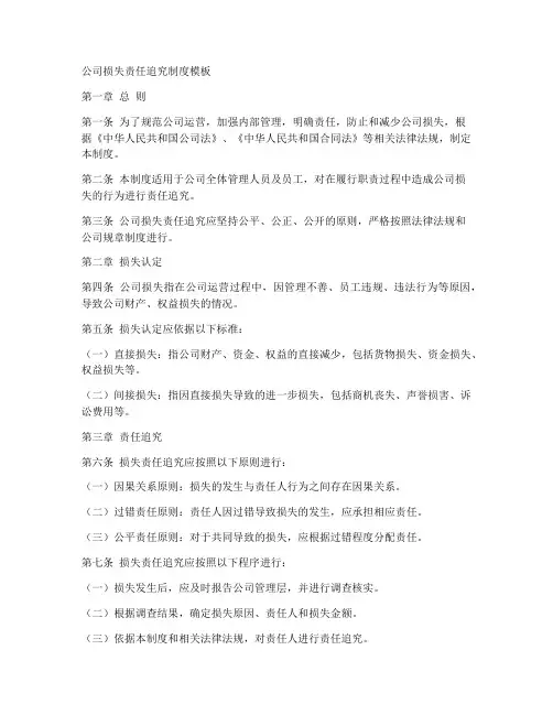 公司损失责任追究制度模板