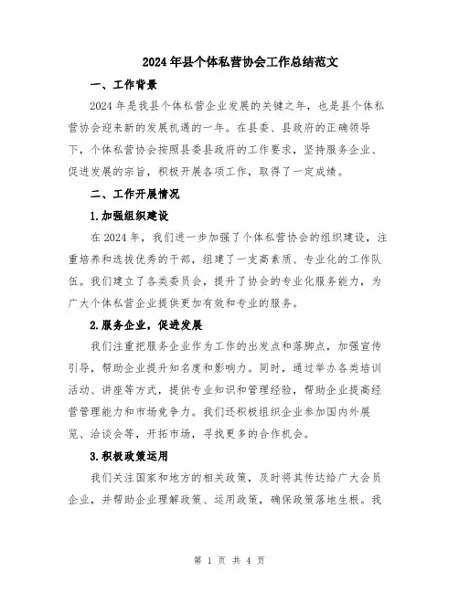 2024年县个体私营协会工作总结范文