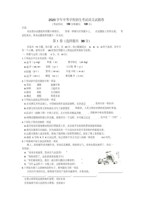 2020年中考语文试题及答案(56)