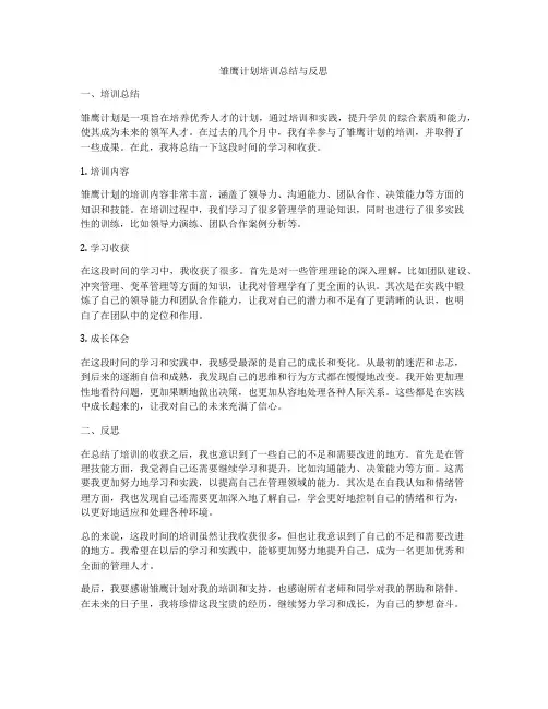 雏鹰计划培训总结与反思