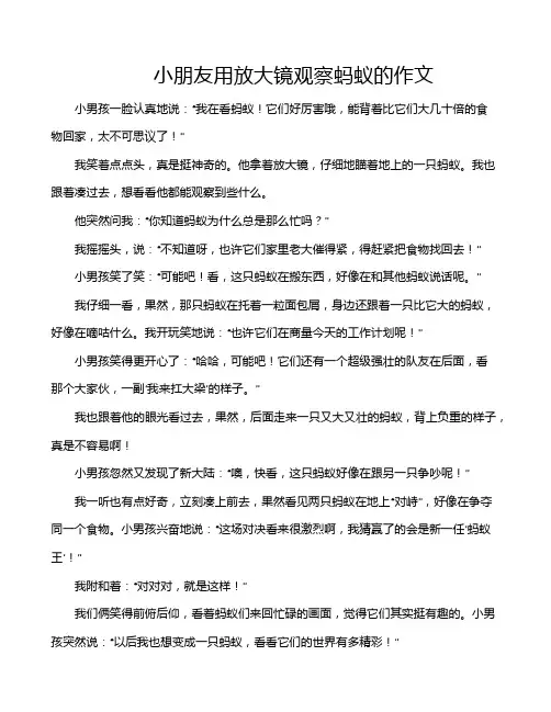 小朋友用放大镜观察蚂蚁的作文