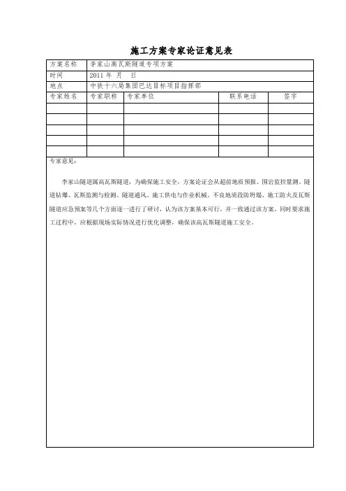 施工方案专家论证意见表